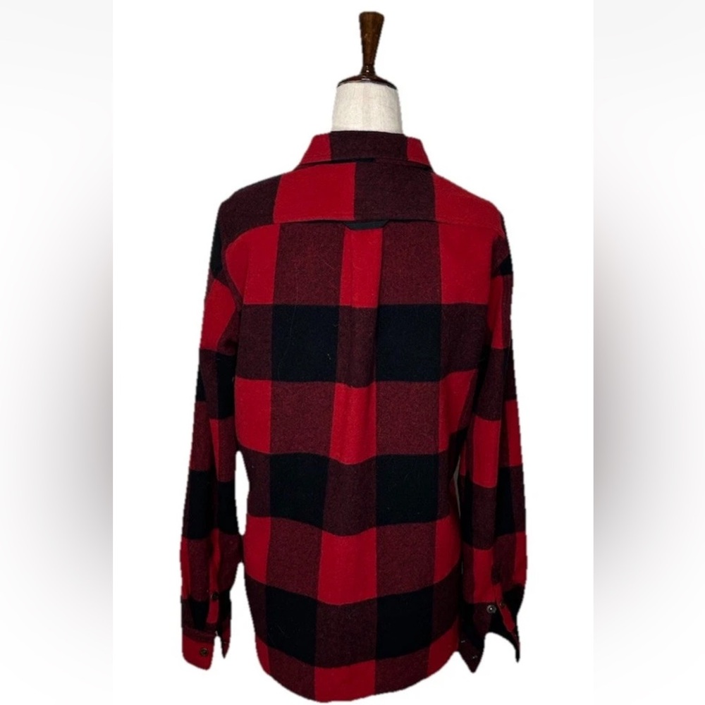 FjallRaven Canada Shirt Womens S Shacket Wool Blend Buffalo Plaid Red Comfort - Picture 3 of 9